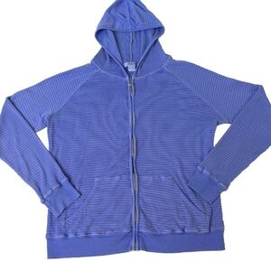 Fresh Produce Sz XXL Blue/Silver Ribbed Cotton Full Zip Hoodie Starfish Coastal